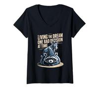 Womens Living the dream one bad decision at a time Funny goat V-Neck T-Shirt