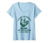 Womens Living The Dream One Bad Decision at a Time Funny Raccoon V-Neck T-Shirt