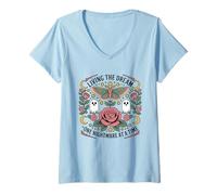 Womens Living The Dream One Nightmare at a Time Funny Goth Vintage V-Neck T-Shirt