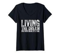 Womens Living The Dream One Nightmare at A Time Funny Vintage V-Neck T-Shirt