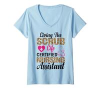 Womens Living The Scrub Life Certified Nursing Assistant V-Neck T-Shirt
