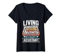 Womens Living The Scrub Life Certified Nursing Assistant V-Neck T-Shirt