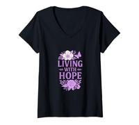 Women's Living Through Hope V-Neck T-Shirt