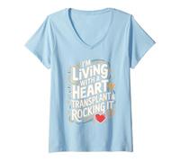Womens Living with a Heart Transplant & Rocking It V-Neck T-Shirt