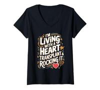 Womens Living with a Heart Transplant & Rocking It V-Neck T-Shirt