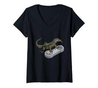 Women's Lizard Keeper Reptile Keeping Controller Monitor Lizard V-Neck T-Shirt