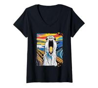 Womens Llama The Scream Painting Funny Cotopaxi Souvenir V-Neck T-Shirt