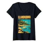 Women's Llandudno Cape Town South Africa Beach Wave V-Neck T-Shirt