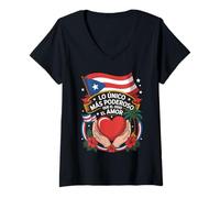 Women's Lo Unico Mas Poderoso Que El Odio ES El Amor Puerto Rico V-Neck T-Shirt
