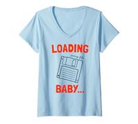 Women's Loading Baby Retro Saving File V-Neck T-Shirt