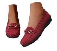 Women's Loafer with Arch Support Orthopedic Slip On Leather Wedge Loafer | Wide Fit Non Slip Walking Shoes Casual Slip On Orthopedic Sneaker Lightweight Round Toe Walking Shoes