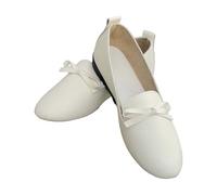 Women's Loafer with Bow Knot Pointed Toe Soft Synthetic Leather Single occasin Slip-On Arch-Support Casual Comfortable Boat-Shoes Lightweight Business Work ffice Flat Shoe (White, 3.5)