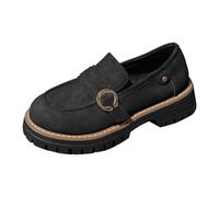 Women's Loafer with Heel, Elegant Comfortable Moccasins, Plain Business Slippers, Soft Lightweight Low Shoes with Thick Sole, Low Airy, Classic Traditional Shoes, Dirndl Shoes, black, 6 UK