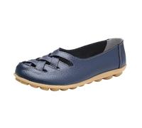 Women's Loafers,Casual Round Toe Moccasins Hollow Out Casual Flat Shoes Loafers and for Women Head Ladies Wide Fit Sandals Walk Office Indoor Outdoor Gift for Women (03 Dark Blue,5)