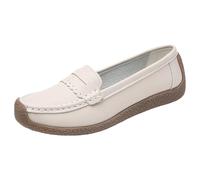 Womens Loafers Comfortable Work Shoes for Women Leopard Print Flat Shoes for Women Comfy Summer Breathable Hollow Leather Fashion Non Slip Driving Working Workers Doctors Flat Elastic Sandals Beige