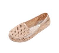 Women's Loafers Flat Beach Shoes - Slip On Casual Closed Toe, Openwork Braided Upper, Breathable Structure, Lightweight Soft Sole for Summer Vacation, Seaside, Daily, 01 Beige, 6 UK