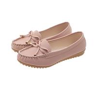 Women's Loafers & Moccasins Leather Comfy Flats Slip-on Ladies Walking School Shoe All Seasons Fashion Soft Shoes Low Heel Breathable Driving Boat Moccasins Casual Work Office Nursing Shoes Pink