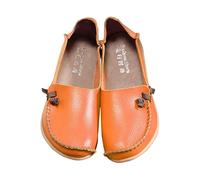 Women's Loafers & Moccasins Leather Flat Boat Shoes Casual Slip On Lightweight Comfort Walking Low Tops Shoe Non Slip Formal Work Office Nursing Oxfords Footwear for Women UK Orange