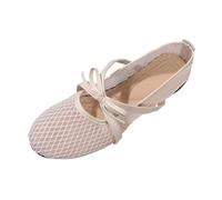 Women's Loafers & Moccasins Mesh Bow Round Toe Closed Toe Flat Loafers Breathable Shallow Mouth Flat Shoes Slip On Shoes for Ladies Spring Summer Outdoor Office Work Daily Wear 3.5-7.5 Beige