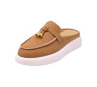 Women's Loafers & Moccasins Suede Metal Buckle Pointed Toe Flat Loafers Ethnic Style Half-Slippers Spring Summer Comfortable Slip On Ladies Platform Shoes Outdoor Casual Sporty Shoes Size 3.5-7.5