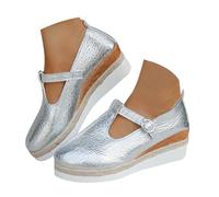 Womens Loafers Size 5 Casual Shoes for Women UK Heels Sandals Women Size 6 Foreign Trade Thick Bottom Fashion Casual Single Shoes Female Printing Baotou Belt Buckle Hollow Slope With Europe And The Wo