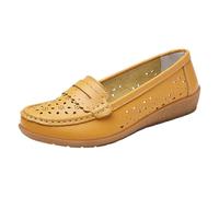 Womens Loafers Size 5 Nursing Shoes for Women Business Heels Women For Comfy Summer Breathable Hollow Leather Shoes Fashion Non Slip Driving Working Workers Doctors Womens Casual Leather Loafer