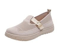 Womens Loafers Size 5 Red Shoes for Women Casual Sandal Women's New Cloth Shoes Summer New Fly Weaving Breathable Mother Soft Bottom One Foot Stirrup Flat Casual Arch High Heel (Beige,38)