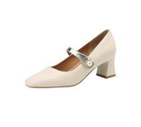 Womens Loafers Size 6 Black Flat Shoes Women Size 5 Pumps Heels Women's Cute Thick Shoes with Loose Synthetic Leather Ankle Strap Suitable for to Wear Shoe Love (Beige,7.5)