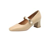 Womens Loafers Size 6 Black Flat Shoes Women Size 5 Pumps Heels Women's Cute Thick Shoes with Loose Synthetic Leather Ankle Strap Suitable for to Wear Shoe Love (Khaki,7)
