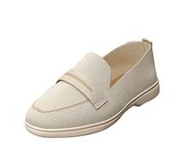Womens Loafers Size 6 Comfort Shoes Women UK Women Casual Shoes Size 8 Round Toe Flat Flying Knit Large Casual Toe Dress Flat Sandals (White,5.5)