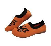 Womens Loafers Size 6 Shoes for Women UK Wide Fit Casual Womens Shoes Leather Women's Fly Weave Lightweight Casual Sneakers Breathable Comfortable Man Leather (Orange,6)