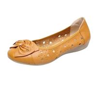 Womens Loafers Size 7 Flat Shoes for Women UK 8w Sandals Orthopaedic in Breathable Leather Shoes for Women Cutout Summer Wedges (Orange,6.5)
