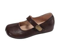 Womens Loafers Size 7 Nurses Shoes for Women And Sandals for Women French Flat Round Head Shallow Mouth Single Shoes Early Spring New Temperament Retro Sandals Fit Flip Flops (Brown,37)