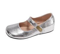 Womens Loafers Size 7 Nurses Shoes for Women And Sandals for Women French Flat Round Head Shallow Mouth Single Shoes Early Spring New Temperament Retro Sandals Fit Flip Flops (Silver,38)