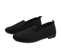 Womens Loafers Size 7 Nurses Shoes for Women for Women Casual Shoes Casual Fashion Old Cloth Flying Woven Breathable Flat Bottomed Shallow Mouth Wedges Wide Feet (Black,5.5 .)