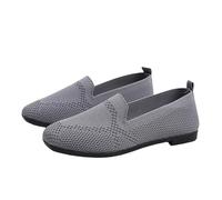 Womens Loafers Size 7 Nurses Shoes for Women for Women Casual Shoes Casual Fashion Old Cloth Flying Woven Breathable Flat Bottomed Shallow Mouth Wedges Wide Feet (Grey,5.5 .)