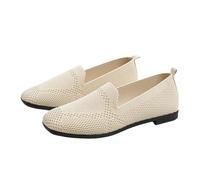 Womens Loafers Size 7 Nurses Shoes for Women for Women Casual Shoes Casual Fashion Old Cloth Flying Woven Breathable Flat Bottomed Shallow Mouth Wedges Wide Feet (Beige,4 4)