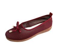 Womens Loafers Size 7 Nurses Shoes for Women Shoes for Women Wedges Casual Single Toe Soft Soles Mother Old Cloth Mesh Shallow Mouth Breathable Casual Leather (Red,4.5)