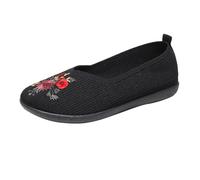 Womens Loafers Size 7 Platform Shoes for Women Womens Shoes Casual Sandals Women's Embroidered Knitted Flat Casual Breathable Knitted National Style Soft Bottom Walking Shoe Shoe Men Boot (Black,4.5)