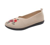 Womens Loafers Size 7 Platform Shoes for Women Womens Shoes Casual Sandals Women's Embroidered Knitted Flat Casual Breathable Knitted National Style Soft Bottom Walking Shoe Shoe Men Boot (Beige,4)