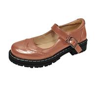 Womens Loafers Size 7 Wide Shoes for Elderly Women Europe and The States Border Sources Shallow Mouth Thick Bottom Leather Hanging Buckle Single Shoes Leather Casual Casual Women Winter (Pink,35)