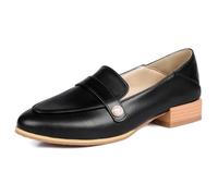 Women's Loafers Slip-On Design with Low Block Heel and Pearl Commuting & Relaxation Versatile Wear PU Breathable,Black,13 UK