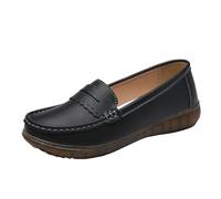 Womens Loafers Wide Fit Formal Shoes Women for Women Comfy Summer Breathable Hollow Leather Shoes for Fashion Non Slip Driving Working Workers Doctors Casual Cute (Black,4.5)