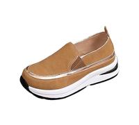 Womens Loafers Wide Fit Office Shoes Women Comfy Sandals Platform Shoes for Women Comfort Suede Top Casual Wedge Big and Tall Mens (Brown,5)