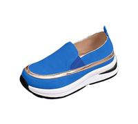 Womens Loafers Wide Fit Office Shoes Women Comfy Sandals Platform Shoes for Women Comfort Suede Top Casual Wedge Big and Tall Mens (Blue,4.5)