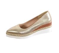 Womens Loafers Wide Fit Women's Flat Shoes Low Wedges for Women Pointed Head Thick Bottom Single Shoes Leather Slope with Spring and Autumn Shallow Mouth in The Heel Slope Teal for Wedge (Gold,5.5)