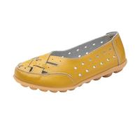 Womens Loafers,Wild Driving Flats Orthopedic Loafers in Breathable Women's Moccasins and for Women Grey Red Sandals Walk Office Indoor Outdoor Gift for Women (02 Yellow,5)