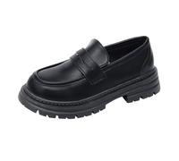 Women's Loafers Without Heel Vegan with Platform - Elegant and Comfortable Loafers Business Chic Leather Pumps Low Shoes Women's Shoes Classic Round Toe Comfort Casual Work Mary Jane Flat, black, 5 UK