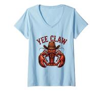 Women's Lobster Cowboy Hat Yee Claw Funny Western Southern V-Neck T-Shirt