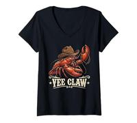 Women's Lobster Cowboy Hat Yee Claw Funny Western Southern V-Neck T-Shirt